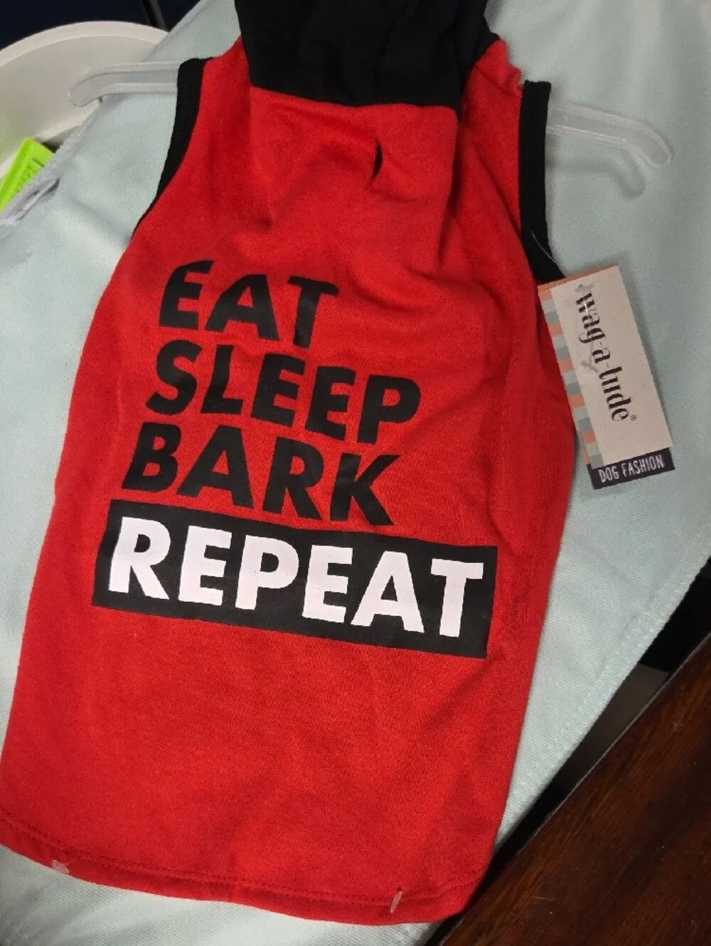 Red 'Eat Sleep Bark Repeat' Dog Hoodie